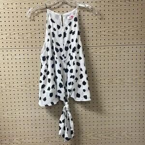 💕Buddy love, white and black cow Dalmatian polka dot print Racerback tank top